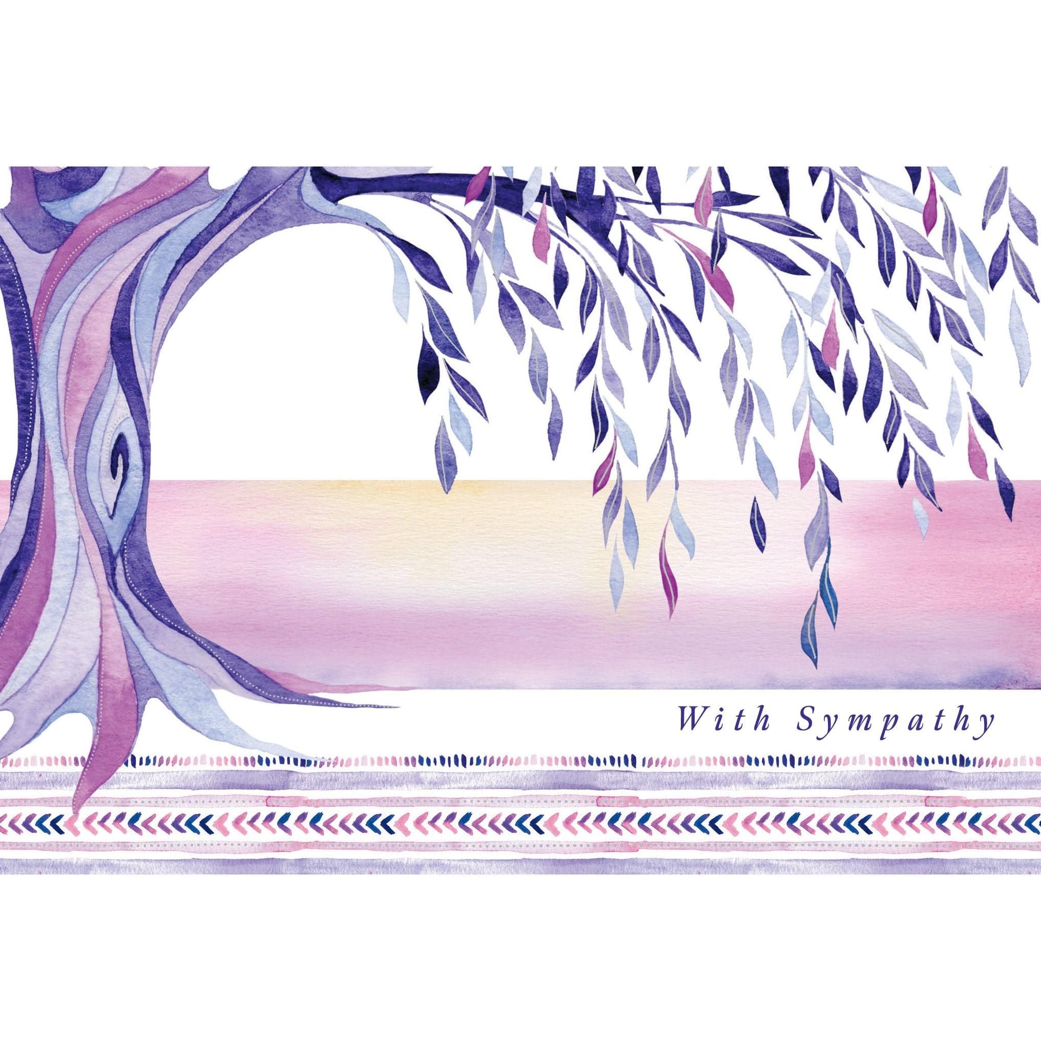 Pictura Weeping Willow Sympathy Card featuring a serene willow tree illustration, suitable for expressing condolences.